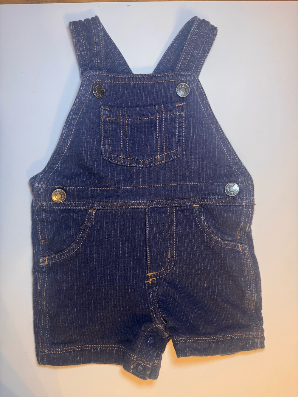 Carter’s Baby 6M Denim Shortalls Overalls Romper Dark Wash NWOT